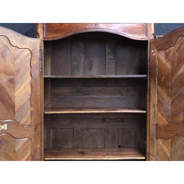 Wood 19th Century French Provincial Carved Walnut Armoire – Louis XV Style For Sale - Image 7 of 12