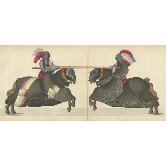 Paper Von Reibisch, Knights Jousting in Ornate Black Caparisons, 1842, Hand-Coloured Print For Sale - Image 7 of 8