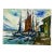 Harbor Boats Acrylic Painting on Canvas, Vintage For Sale