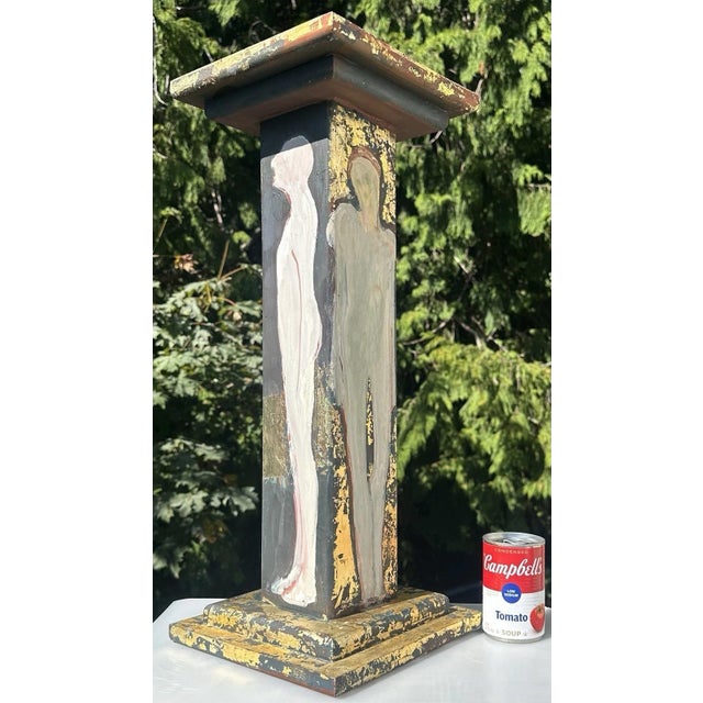 2000 - 2009 Selina Trieff Art Wood Pedestal Column Painted Figures Gold Leaf Selena For Sale - Image 5 of 18