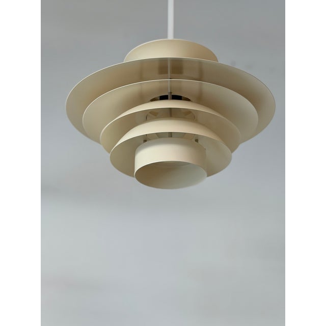 Scandinavian Cream Pendant Lamp with 7 Layers from Jeka, Denmark, 1960s For Sale - Image 10 of 18