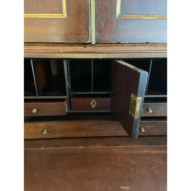 18th Century English Made in England Chippendale Mahogany Secretary Desk With Leather Top For Sale - Image 11 of 12