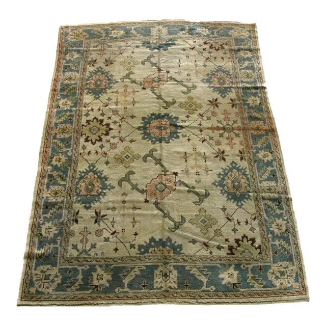 1900s Mid-19th Century Tribal Turkish Oushak Rug 10'0'' X 6'10'' For Sale