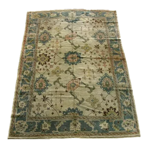1900s Mid-19th Century Tribal Turkish Oushak Rug 10'0'' X 6'10''