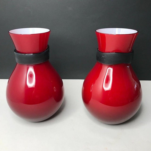 Black Fasciati Vases by Salviati Murano for Simon Moore, Venice, 1999, Set of 2 For Sale - Image 8 of 18