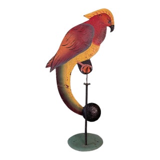 Vintage Folk Art Parrot Balancing Kinetic Sculpture For Sale