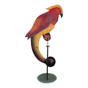 Vintage Folk Art Parrot Balancing Kinetic Sculpture