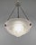 Muller frères A rare French Art Deco chandelier (c. 1925–1930) in nickel-plated solid brass or bronze, holding a glass...