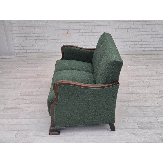 3-Seater Sofa in Green Furniture Blend Wool and Beech, 1950s For Sale - Image 11 of 18