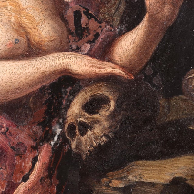 Figurative Scenes, Oil Paintings on Slate, Framed, Set of 2 For Sale - Image 4 of 16