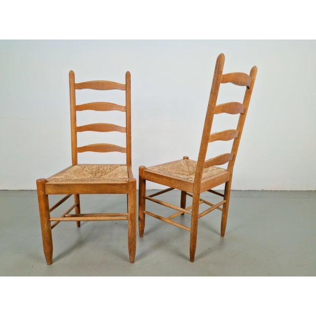 Brown Vintage Brutalist Wicker Ladder Chairs in the style of Charlotte Perriand, 1960s, Set of 2 For Sale - Image 8 of 12