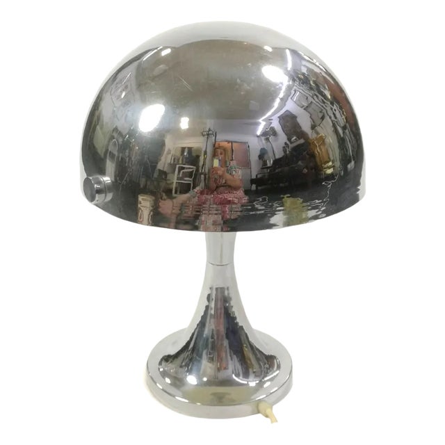 Space Age Chrome Mushroom Table Lamp, 1960s For Sale