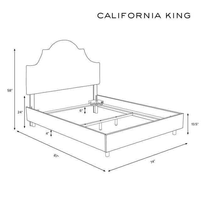 Cal King Bed in Velvet Ink For Sale In Chicago - Image 6 of 6