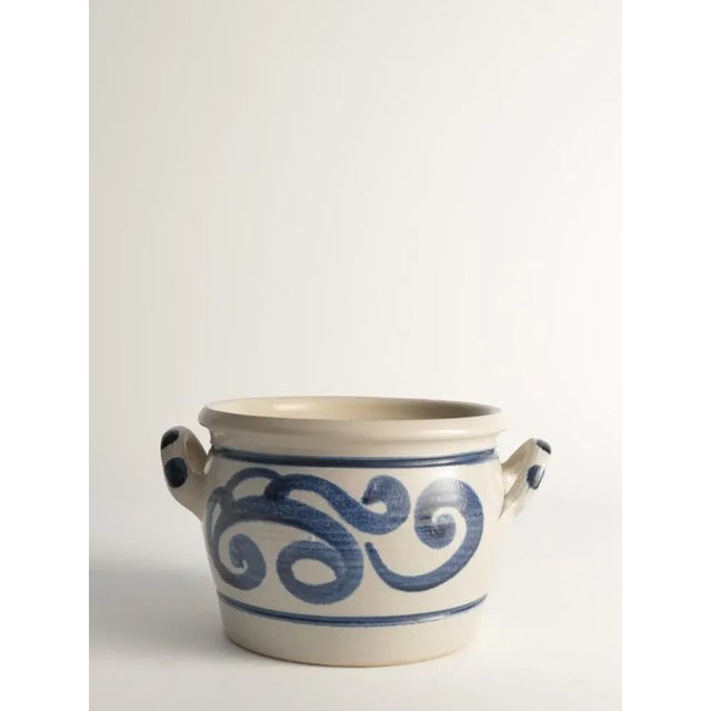 Folk Art Stoneware Jar with Cobalt Blue Floral Motif from Westerwald, Germany For Sale - Image 4 of 8