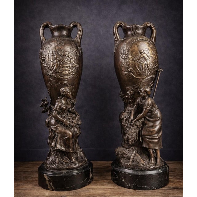 Large Napoleon III Vases by François Moreau, Set of 2 For Sale - Image 5 of 5