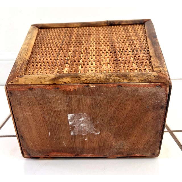 Vintage Rattan Bamboo Wastebasket For Sale - Image 11 of 11