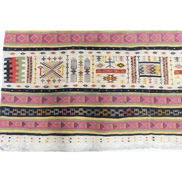 Cream Doris Leslie Blau Vintage Moroccan Kilim Rug For Sale - Image 8 of 9