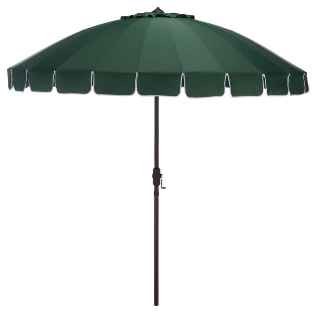 Dark Green Panza 9 Ft Crank Umbrella, Green/Brown Pole For Sale - Image 8 of 8