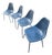 Vintage Mid-Century Modern Blue Fiberglass Shell Chairs, Chrome Legs, Set of Four For Sale