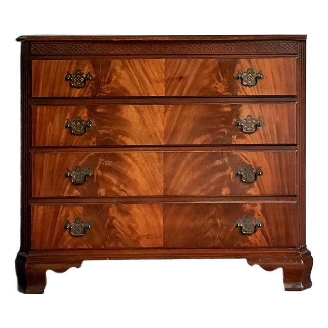 Vintage Regency Flame Mahogany Chest of Drawers For Sale