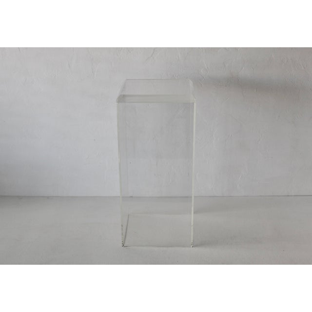 Modern Lucite Acrylic Pedestal Column Stand Beveled Edge Detail Vintage For Sale - Image 10 of 13