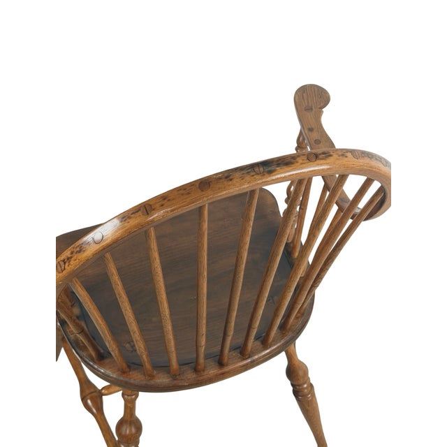 Antique Continuous-Arm Windsor Spindle-Back Wooden Armchair For Sale - Image 10 of 18