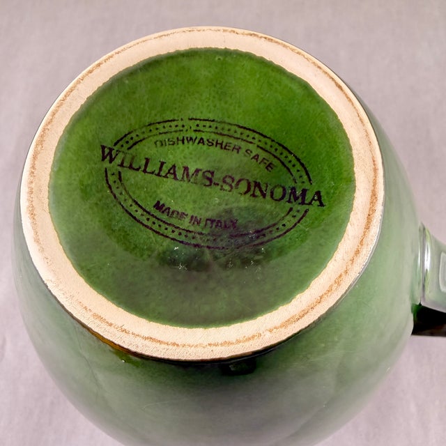 Ceramic Italian Vintage Green Pottery One Liter Pitcher For Sale - Image 7 of 7