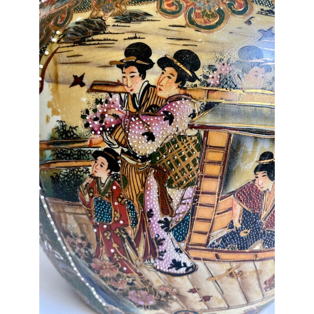 Vintage Japanese Asian Satsuma Fishbowl Vase Pot For Sale - Image 11 of 13