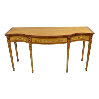 Wellington Hall English Adams Style Paint Decorated Satinwood Sideboard Buffet For Sale