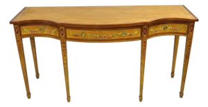 Wellington Hall English Adams Style Paint Decorated Satinwood Sideboard Buffet