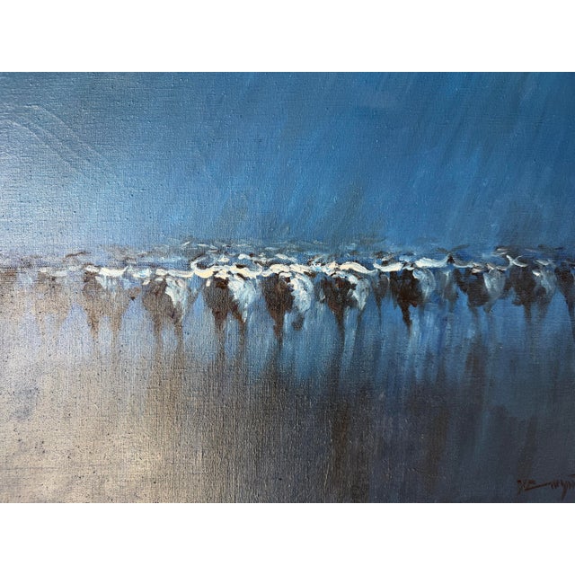 1980s Vintage Impressionist Animal Herd Oil on Canvas Painting – Signed, Unframed For Sale - Image 9 of 11
