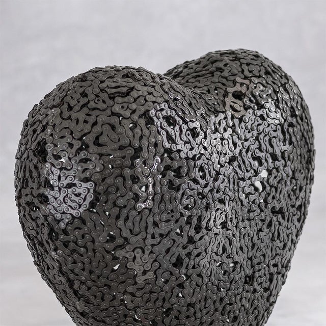Industrial Steel Heart Sculpture by Azele Studio For Sale - Image 6 of 11