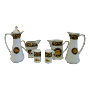 1980s T. Limoges France Depos Porcelain Bacchus Serving Set- 6 Pieces
