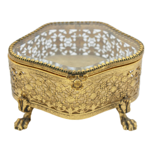 Vintage French Beveled Glass Jewelry Box