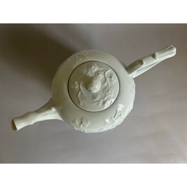 1980s Vintage Mma Blanc De Chine Teapot Portugal Hard Paste Porcelain Cherry Blossom For Sale - Image 5 of 12