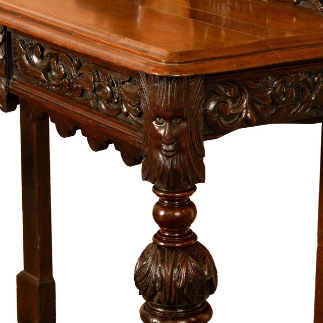Antique Carved Oak Hall Table Skipworth Family Painted Royal Coat of Arms 1860 For Sale - Image 17 of 18