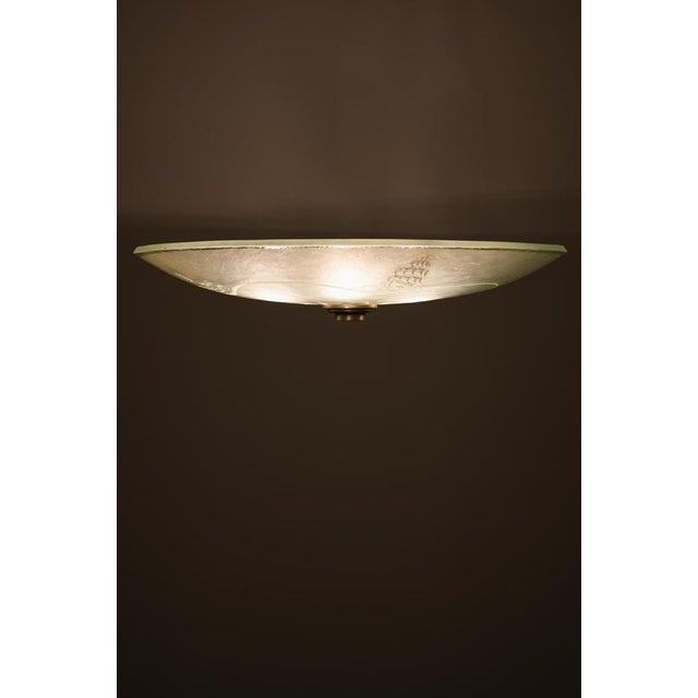 Vintage Ceiling Lamp in Glass and Steel, 1940s For Sale - Image 9 of 10