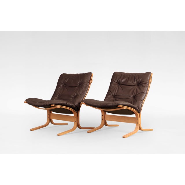 Vintage Siesta Chairs in Brown Leather by Ingmar Relling for Westnofa, 1970s, Set of 2 For Sale - Image 5 of 5