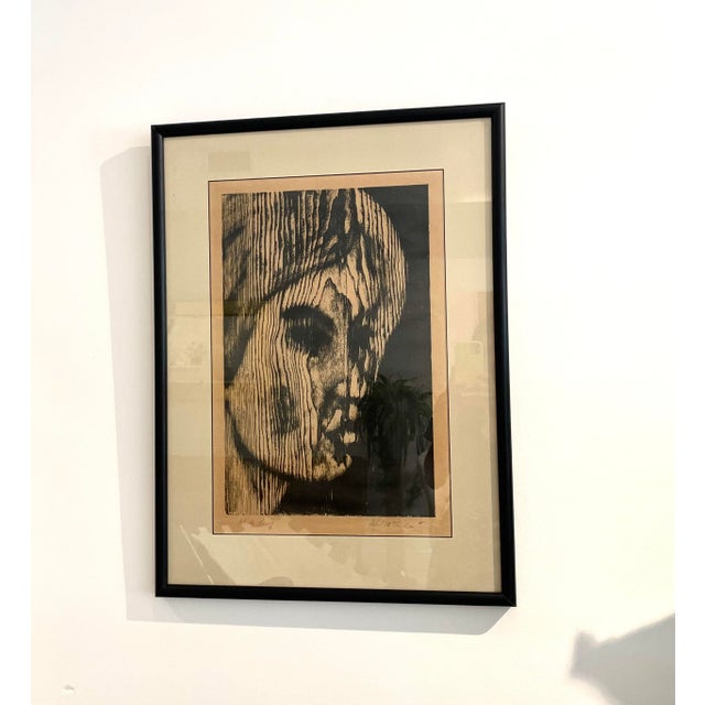 Framed Portrait of a Woman, Signed Artist's Proof Relief Print For Sale - Image 10 of 11