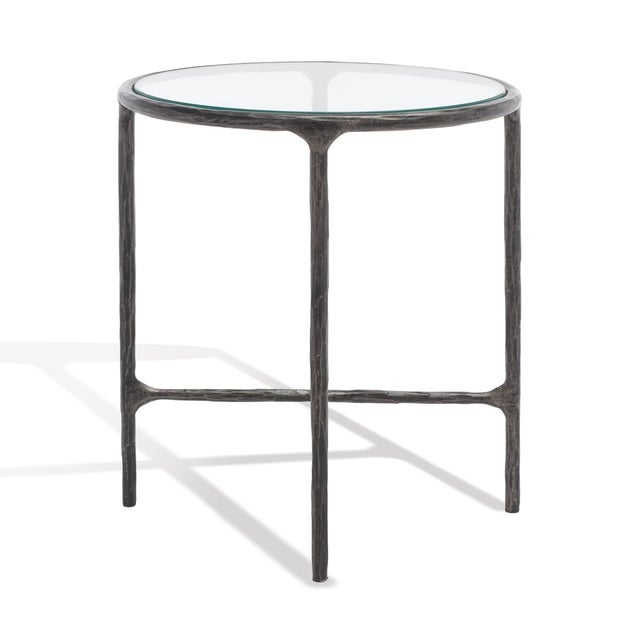 Metal Jessa Metal Round End Table in Black with Glass Top For Sale - Image 7 of 8