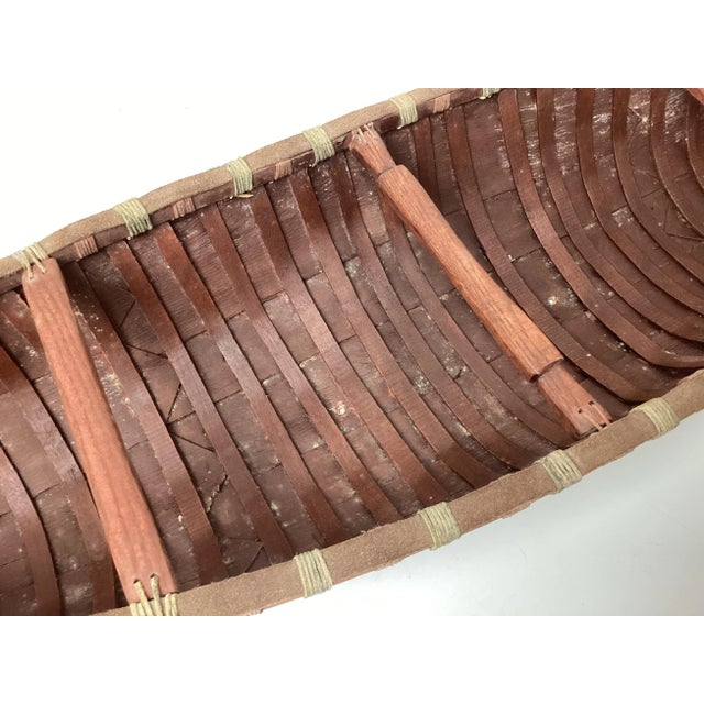 Brown Very Large Mid-20th Century Hand-Crafted Indian Birch Bark Canoe Model For Sale - Image 8 of 8