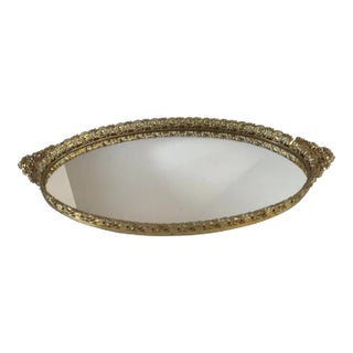 Vintage Hollywood Regency Gold Filigree Rim Dresser Mirror For Sale