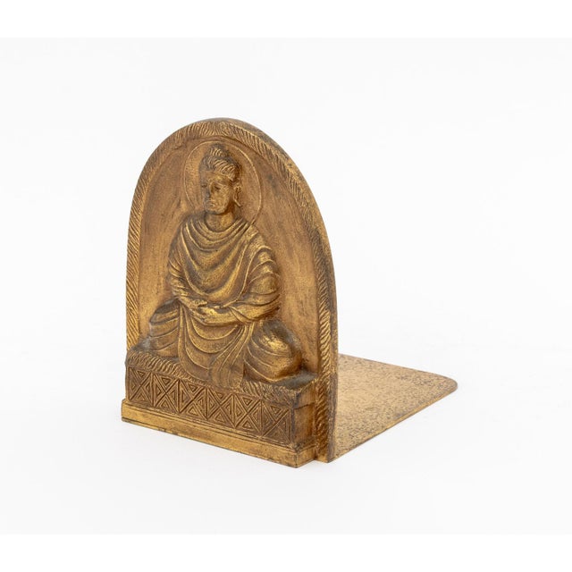 Metal Tiffany Studios Buddha Gilt Bronze Bookends, Pair For Sale - Image 7 of 9