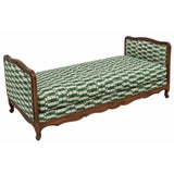 Carved Wood Daybed in Green & Ivory For Sale