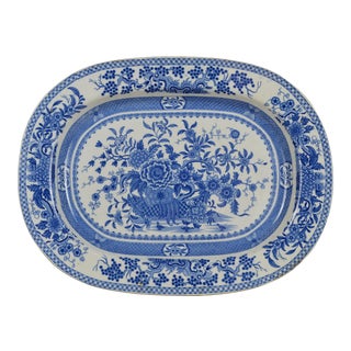 Late 19th Century Blue and White Floral Ironstone Platter