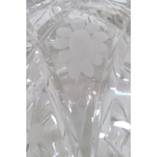 Mid 20th Century Lead Cut Crystal Lidded Candy Cookie Jar With Diamond Cut Lattice Pattern 4937b For Sale - Image 5 of 13