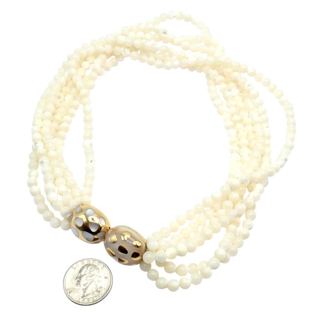 1980s Tiffany & Co. Angela Cummings Gold Mother of Pearl Bead Positive Torsade Necklace For Sale In Philadelphia - Image 6 of 15