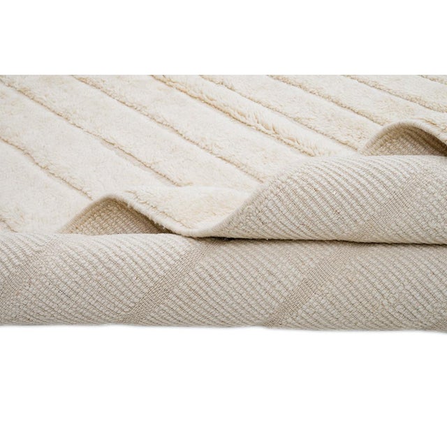 Ivory Hand-Knotted Wool Rug by Azele Studio For Sale - Image 8 of 12