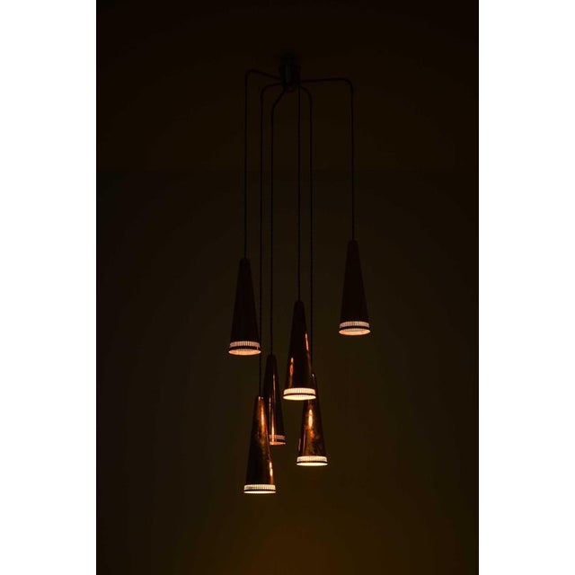 Metal Scandinavian Modern Ceiling Lamp in Brass by Mauri Almari, 1950s For Sale - Image 7 of 12