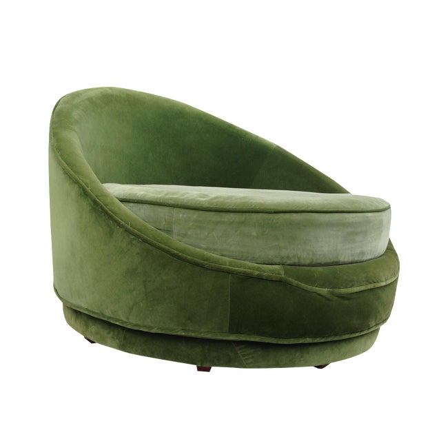 Milo Baughman Emerald Green Swivel Loveseat Chairish